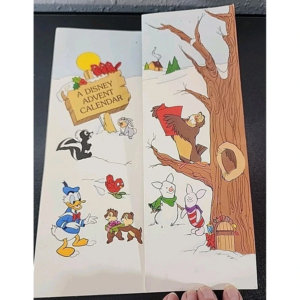 Vintage 4-Fold A Disney Advent‎ Calendar Hallmark Mickey, Minnie, Goofy, Winnie
